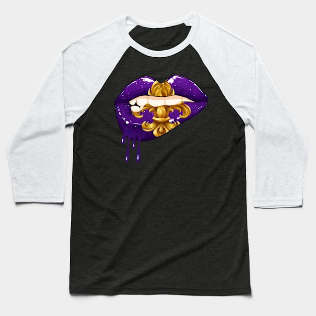 Mardi Gras Lips Baseball T-Shirt by TeddyTees